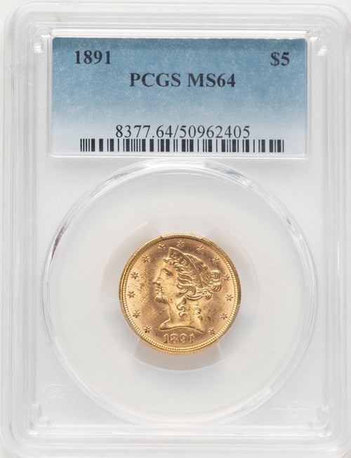1891 $5 Liberty Half Eagle PCGS MS64 (783243012)