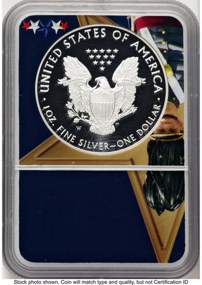 2021-W TY1 Proof Silver Eagle Congratulations Set 1 oz FDI West Point Label West Point Core NGC PF70