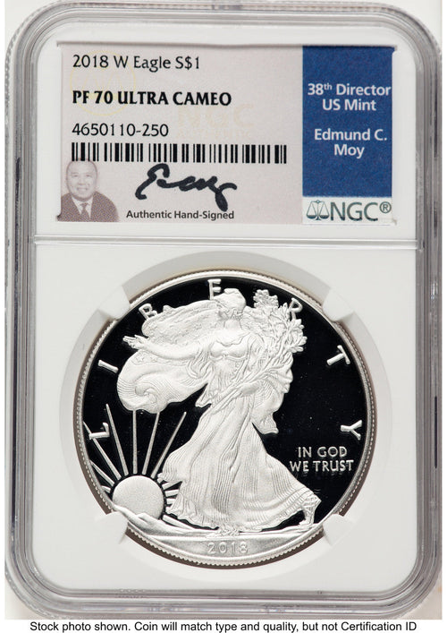 2018-W Proof Silver Eagle 1 oz NGC PF70 Ed Moy