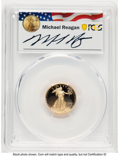 2021-W Type 2 Proof Gold Eagle 1/10 oz FDI Reagan Legacy Series Michael Reagan PCGS PR70 (783443020)
