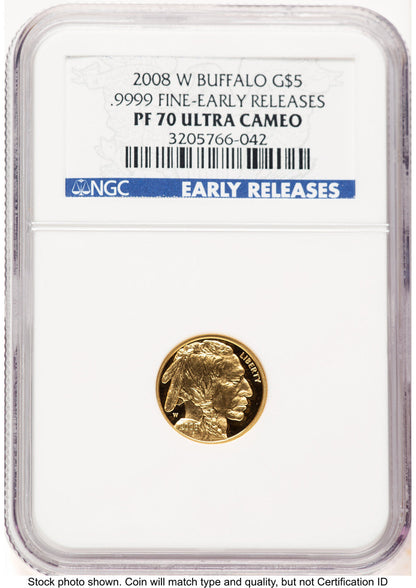 2008-W Proof Gold Buffalo 1/10 oz ER Blue NGC PF70 (783478002)
