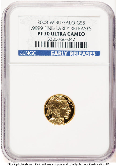 2008-W Proof Gold Buffalo 1/10 oz ER Blue NGC PF70 (783478002)