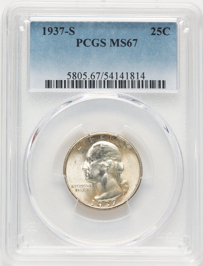 1937-S 25C Washington Quarter PCGS MS67 (783496009)