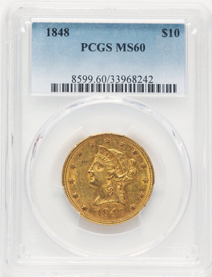 1848 $10 Blue Gradient Liberty Eagle PCGS MS60