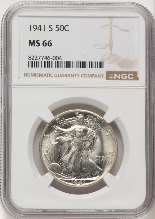 1941-S 50C Walking Liberty Half Dollar NGC MS66 (783573011)