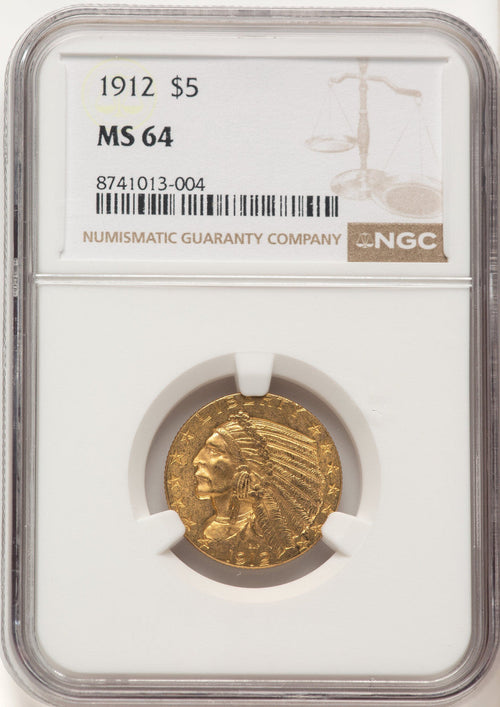 1912 $5 Brown Label Indian Half Eagle NGC MS64 (783605005)