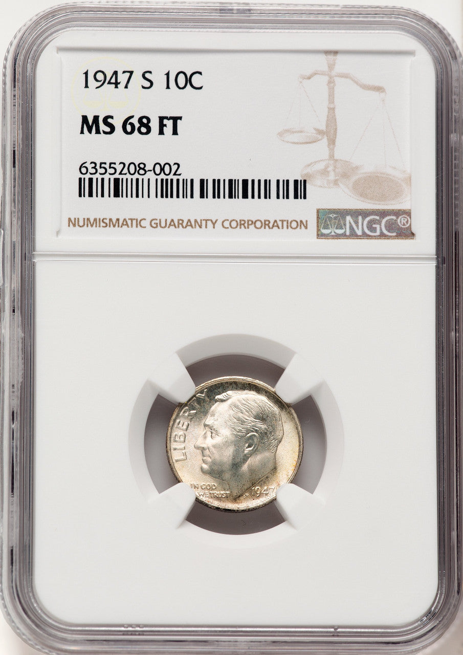 1947-S 10C FB Roosevelt Dime NGC MS68 (783712002)