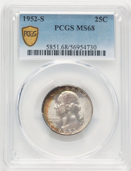 1952-S 25C Washington Quarter PCGS MS68