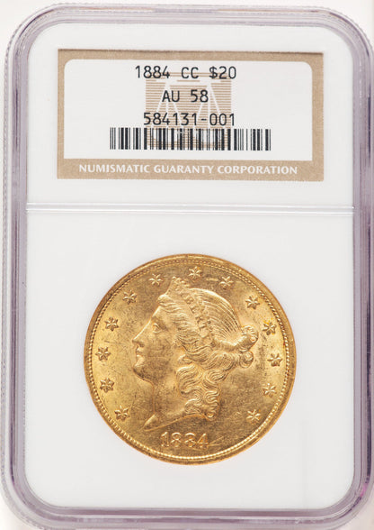 1884-CC $20 Liberty Double Eagle NGC AU58 (783791010)