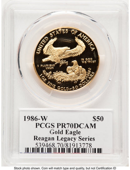 1986-W Proof Gold Eagle 1 oz Reagan Legacy Series Michael Reagan PCGS PR70 (783809007)