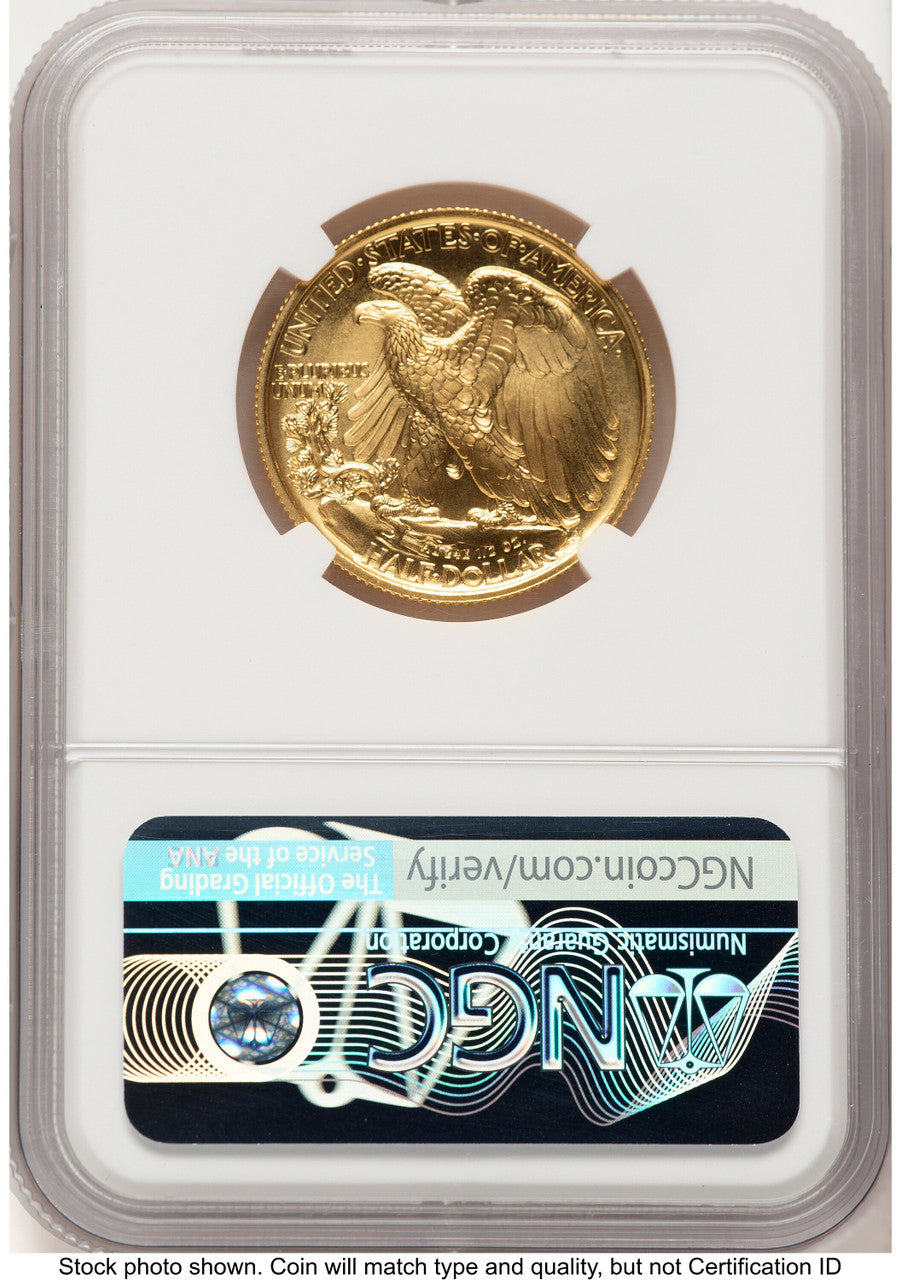 2016-W 50C Walking Liberty 100th Anniversary Gold Centennial ER Mike Castle NGC MS70