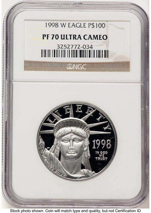 1998-W Proof Platinum Eagle 1 oz Brown Label NGC PF70