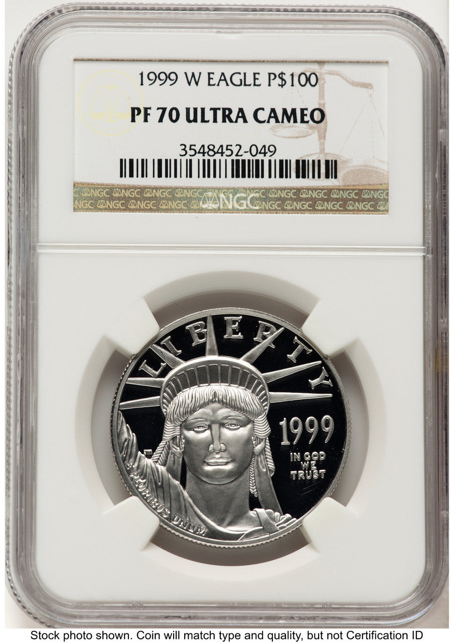 1999-W Proof Platinum Eagle 1 oz Brown Label NGC PF70
