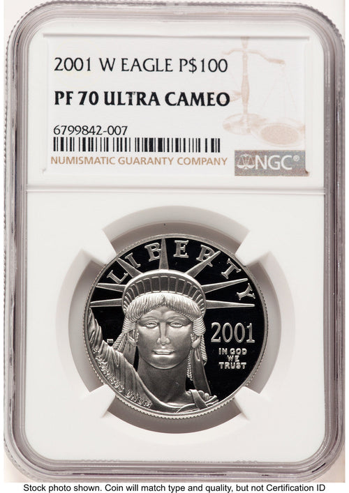 2001-W Proof Platinum Eagle 1 oz Brown Label NGC PF70 (784122008)