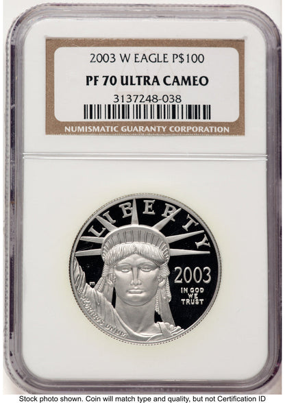 2003-W Proof Platinum Eagle 1 oz Brown Label NGC PF70