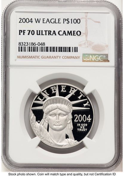 2004-W Proof Platinum Eagle 1 oz Brown Label NGC PF70