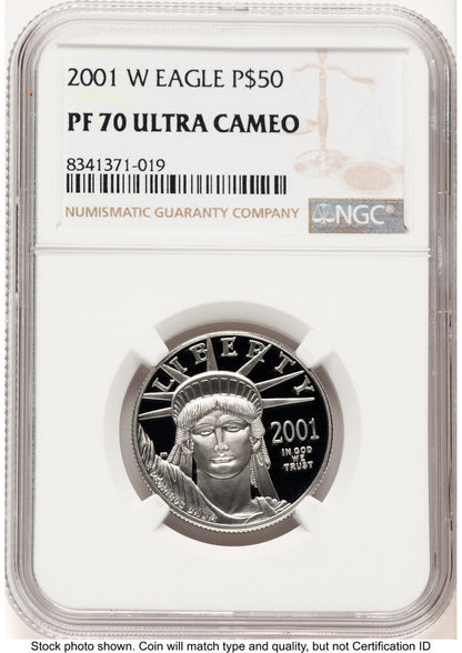 2001-W Proof Platinum Eagle 1/2 oz Brown Label NGC PF70 (784188009)