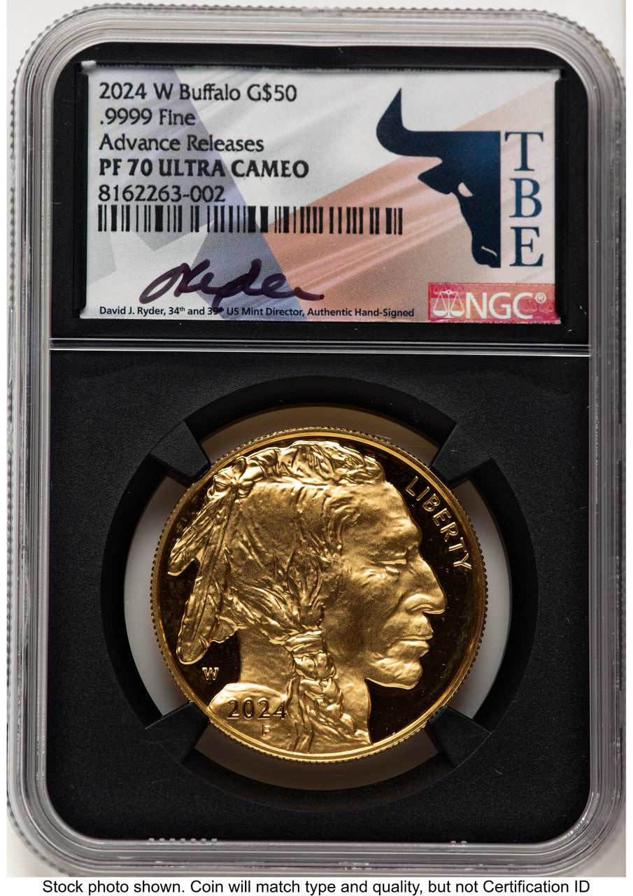 2024-W Proof Gold Buffalo 1 oz AR David J Ryder TBE Label NGC PF70