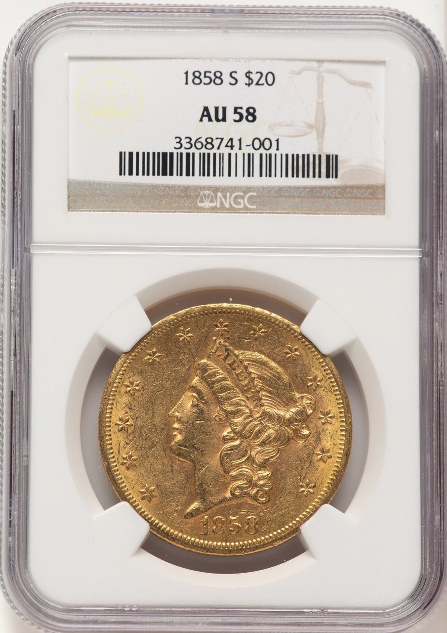 1858-S $20 Liberty Double Eagle NGC AU58 (784404001)
