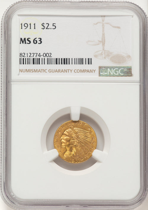 1911 $2.50 Indian Quarter Eagle NGC MS63