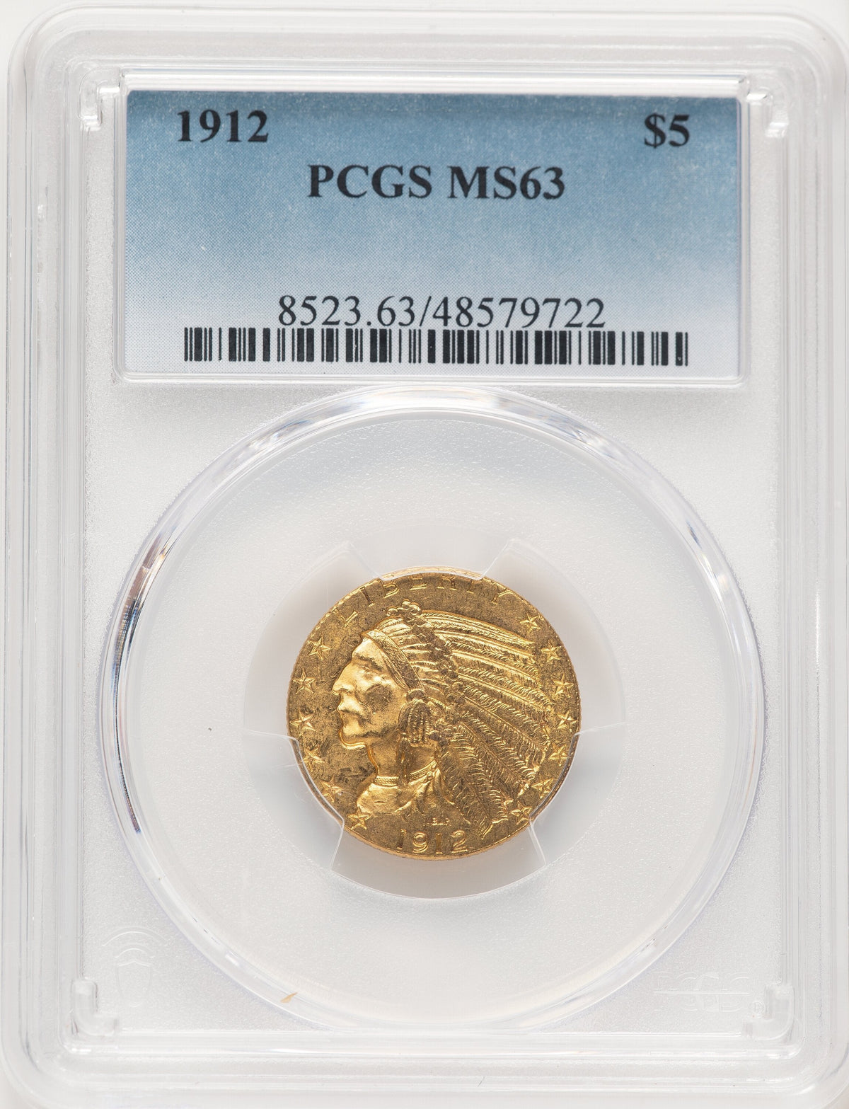 1912 $5 Indian Half Eagle PCGS MS63