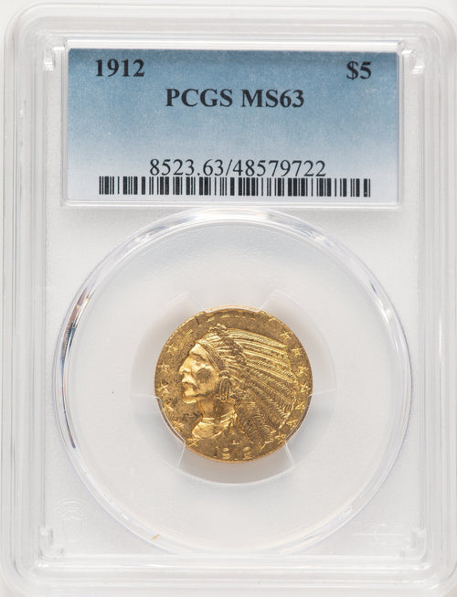 1912 $5 Indian Half Eagle PCGS MS63