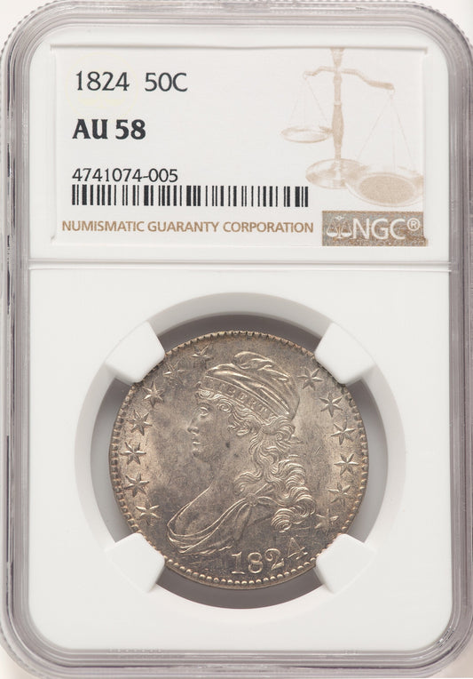 1824/4 50C O-109 Bust Half Dollar NGC AU58
