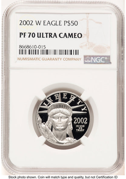 2002-W Proof Platinum Eagle 1/2 oz Brown Label NGC PF70