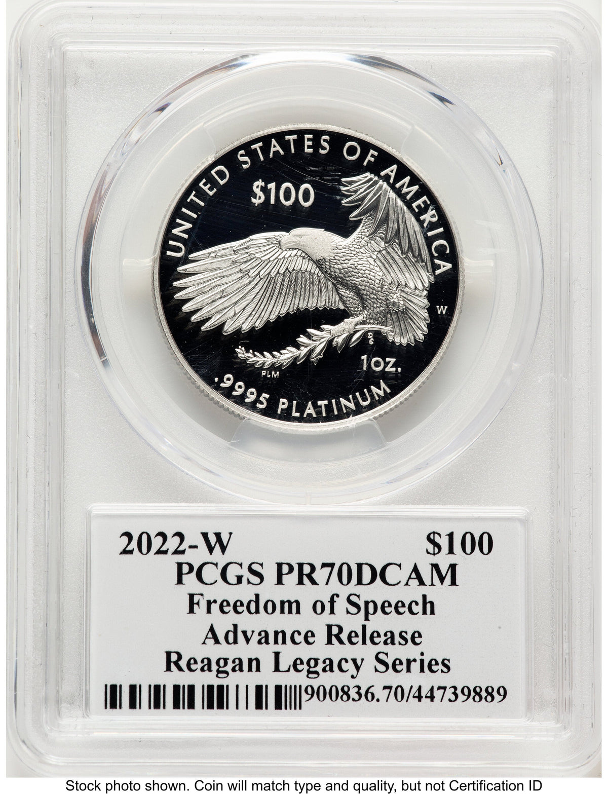 2022-W Proof Platinum Eagle 1 oz AR Reagan Legacy Series Michael Reagan Picture PCGS PR70