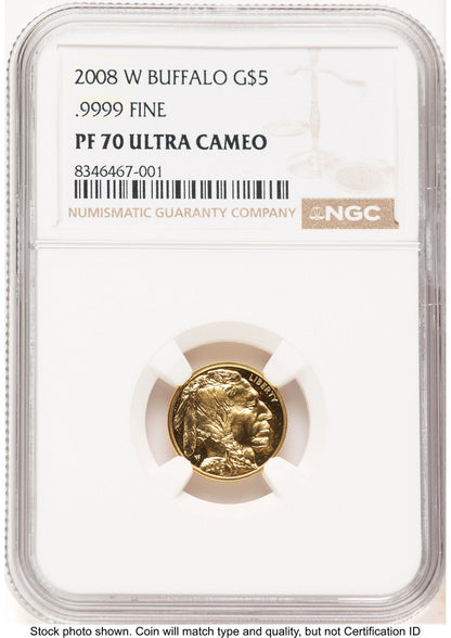 2008-W Proof Gold Buffalo 1/10 oz Brown Label NGC PF70