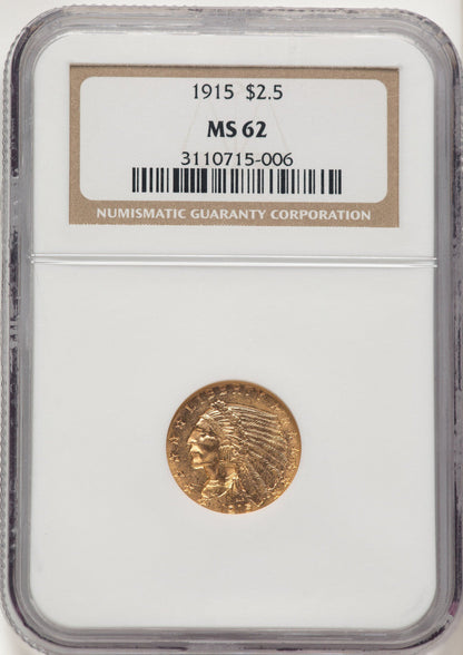 1915 $2.50 Indian Quarter Eagle NGC MS62 (785429014)