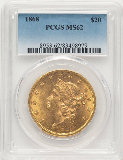 1868 $20 Liberty Double Eagle PCGS MS62