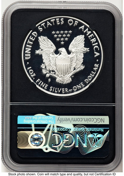 2019-S Proof Silver Eagle 1 oz FDI Trolley Label NGC PF70