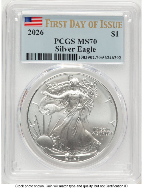 2026 Silver Eagle FDI Flag PCGS MS70