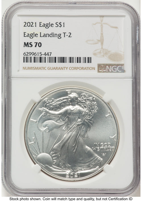 2021 Silver Eagle Type 2 Brown Label NGC MS70