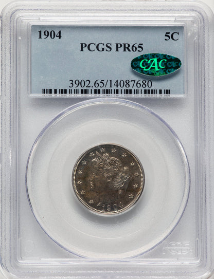 1904 5C CAC Proof Liberty Nickel PCGS PR65