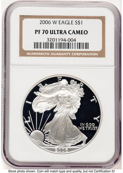 2006-W Proof Silver Eagle 1 oz Brown Label NGC PF70