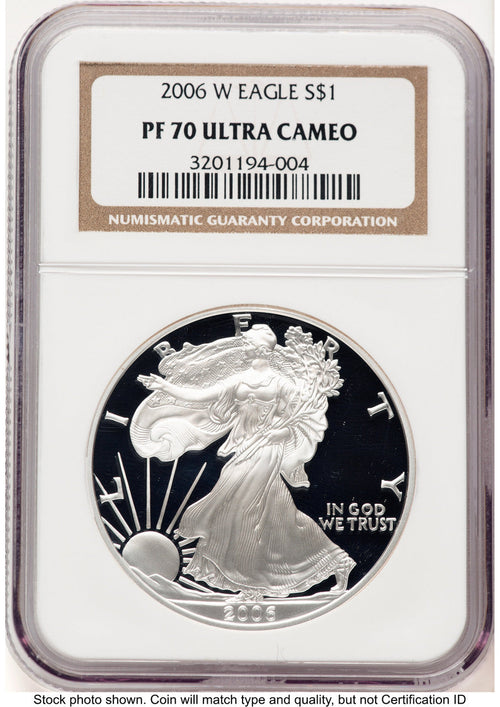 2006-W Proof Silver Eagle 1 oz Brown Label NGC PF70