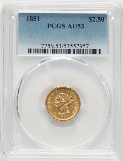 1851 $2.50 Liberty Quarter Eagle PCGS AU53