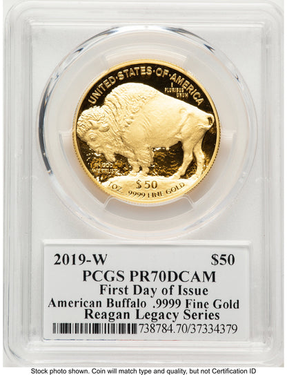 2019-W Proof Gold Buffalo 1 oz FDI Reagan Legacy Series Michael Reagan PCGS PR70