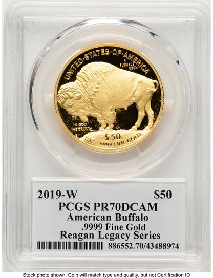 2019-W Proof Gold Buffalo 1 oz Reagan Legacy Series Michael Reagan PCGS PR70