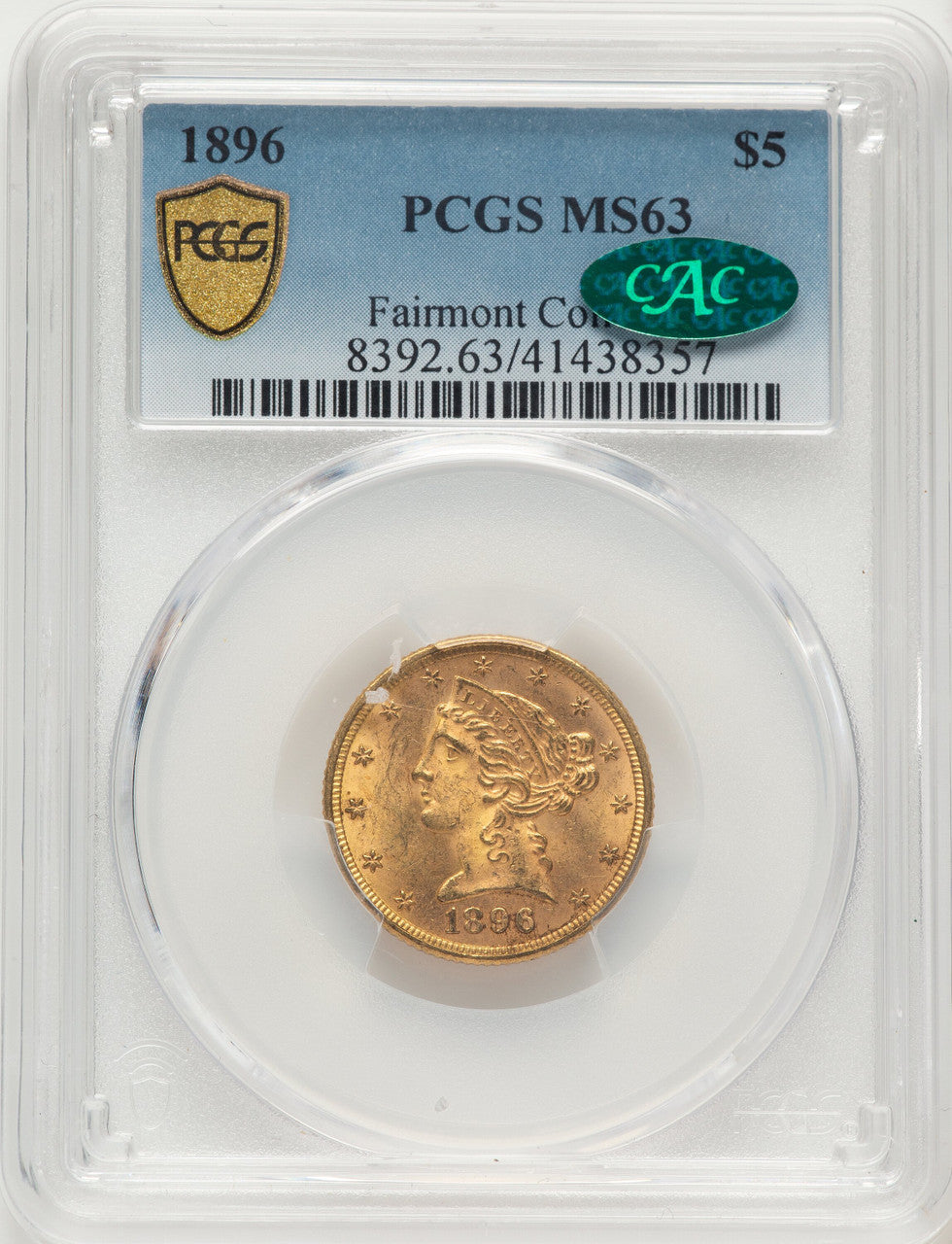 1896 $5 Blue Gradient Liberty Half Eagle PCGS MS63