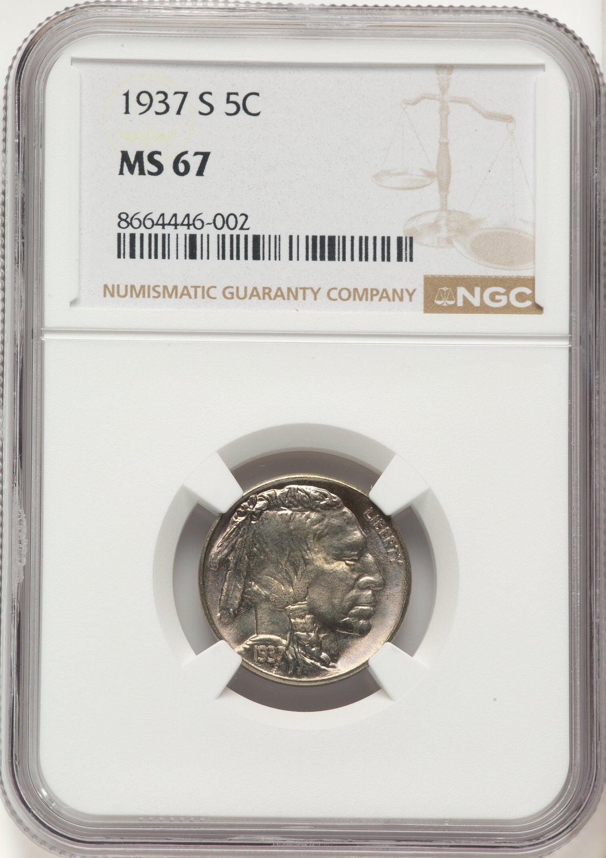 1937-S 5C Buffalo Nickel NGC MS67