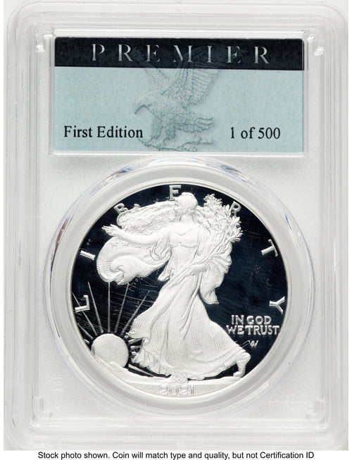 2021-W TY2 Proof Silver Eagle 1 oz Premier Label PCGS PR70