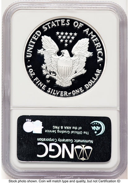 2007-W Proof Silver Eagle 1 oz ER Blue NGC PF70