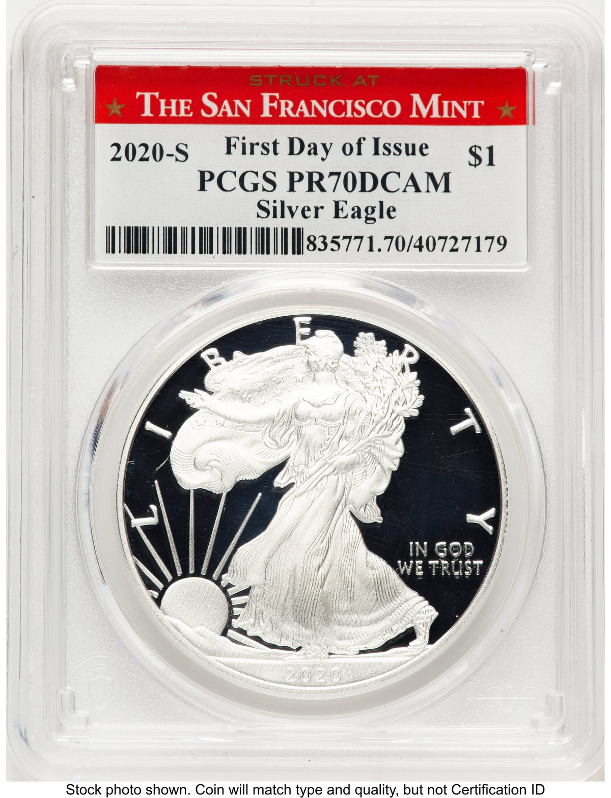2020-S Proof Silver Eagle 1 oz FDI Struck at San Francisco Mint PCGS PR70