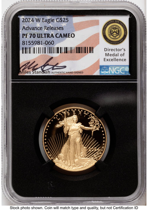 2024-W Proof Gold Eagle 1/2 oz AR Miles Standish NGC PF70