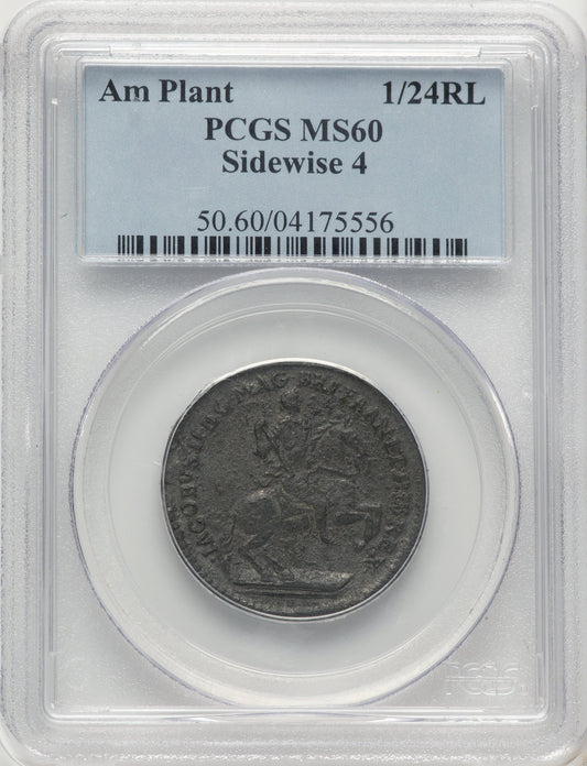 (1688) American Plantations 1/24 Part Real Sideways 4 Colonials PCGS MS60