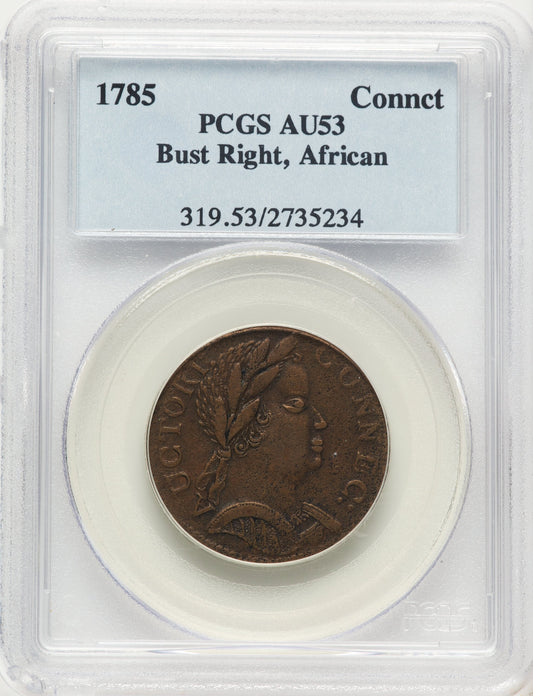 1785 Connecticut Copper African Head BN Colonials PCGS AU53