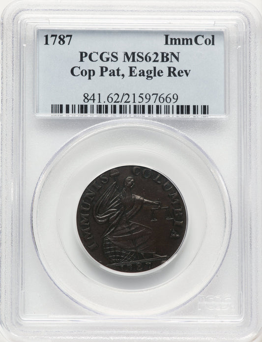 1787 Immunis Columbia Piece Eagle Reverse BN Colonials PCGS MS62